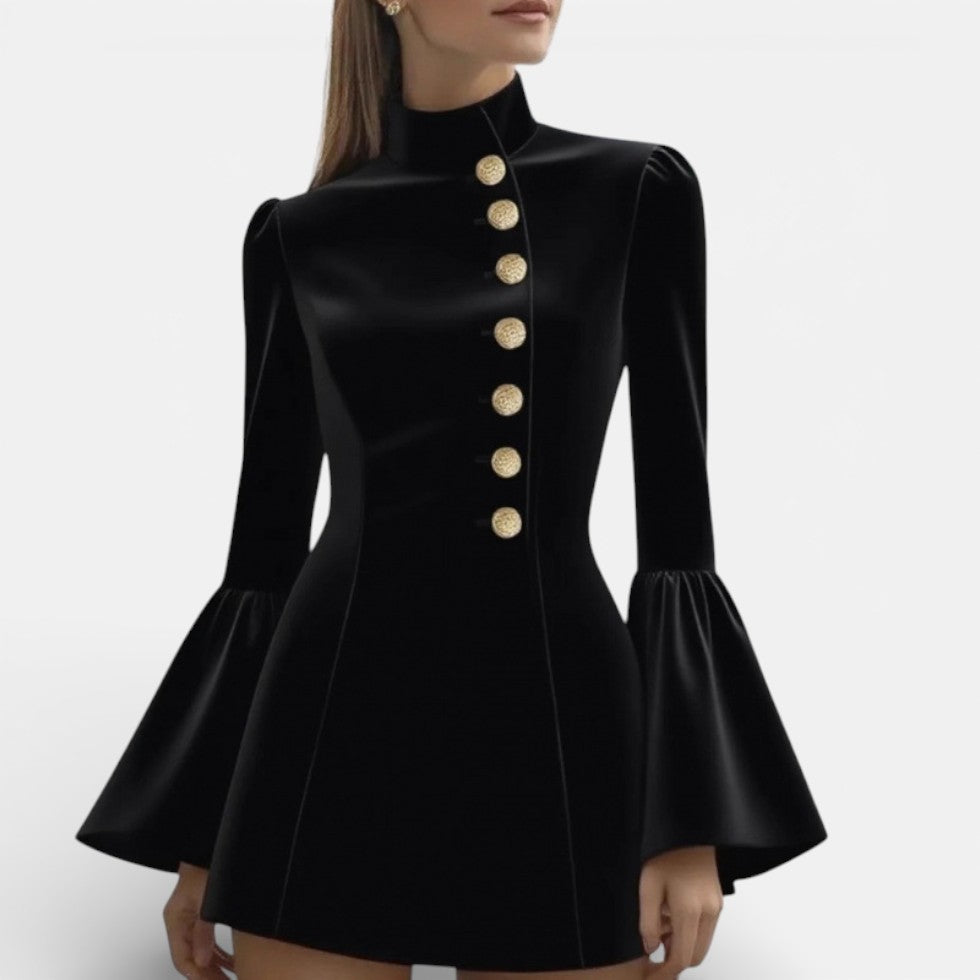 Elegantes Damen Kleid mit Stehkragen und Knopfleiste