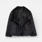 Damen Kunstfelljacke mit kurzem Schnitt und breitem Kragen