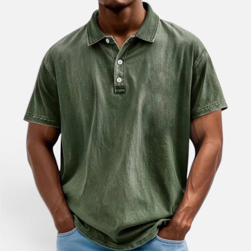 Poloshirt Kurzarm Baumwolloptik Umlegekragen Knopfleiste