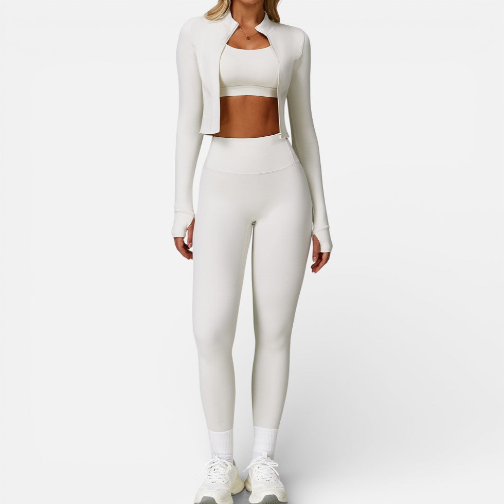 Women's Sports Leggings Set with Long-Sleeve Top