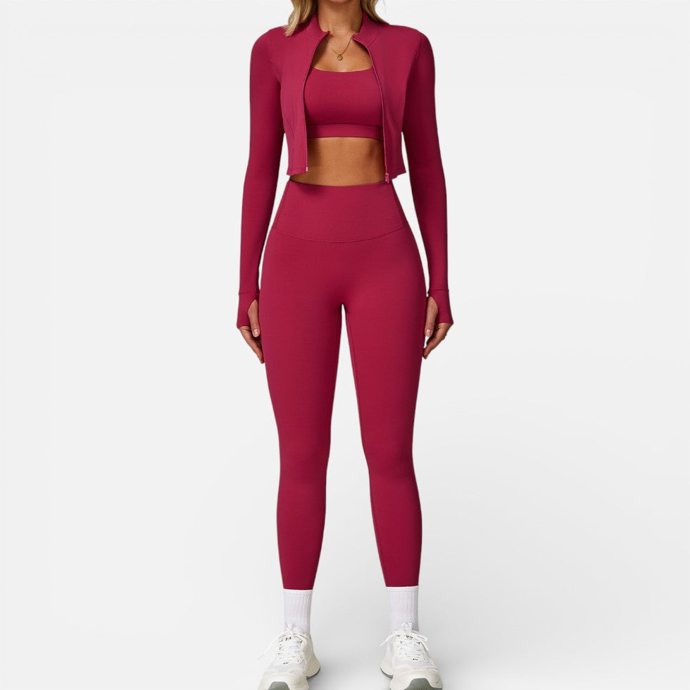 Women's Sports Leggings Set with Long-Sleeve Top