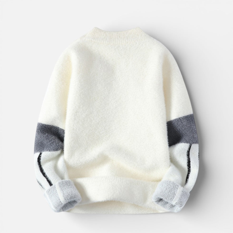 Herren Strickpullover aus Wollmischung mit Rundhalsausschnitt