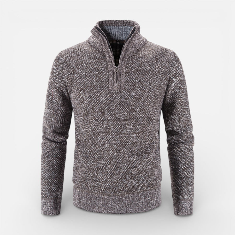 Herren Strickpullover mit Stehkragen und Reissverschluss