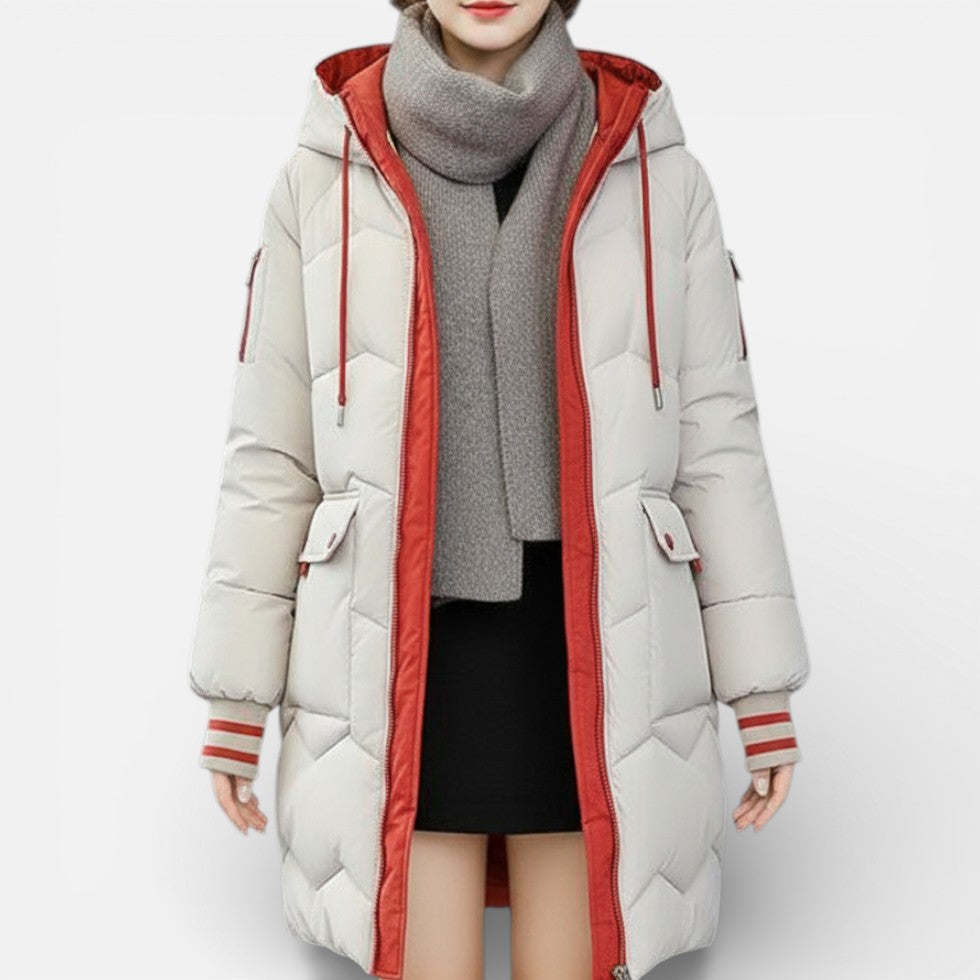 Women's winter coat with hood and zipper