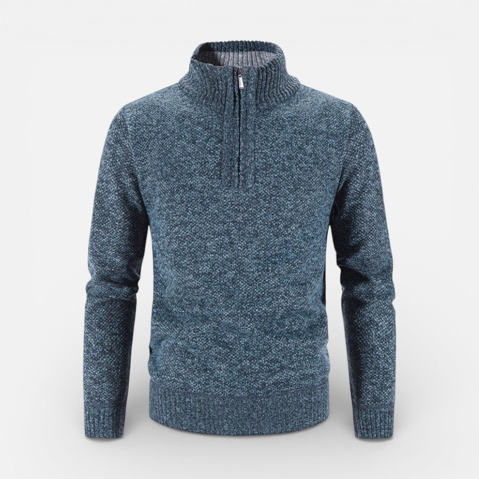 Herren Strickpullover mit Stehkragen und Reissverschluss