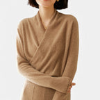 Damen Wickelpullover aus weichem Strick