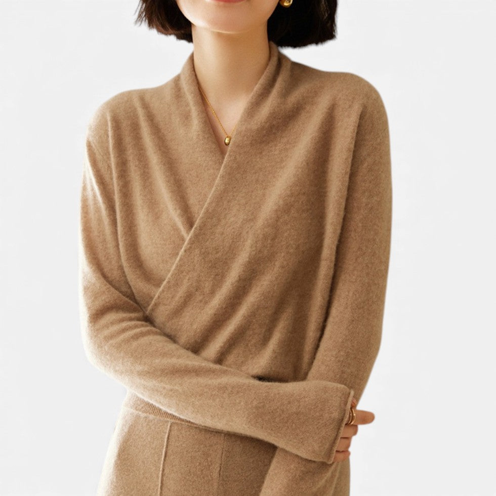 Damen Wickelpullover aus weichem Strick