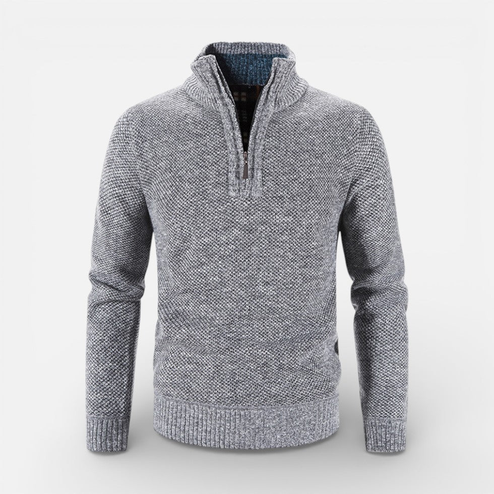 Herren Strickpullover mit Stehkragen und Reissverschluss