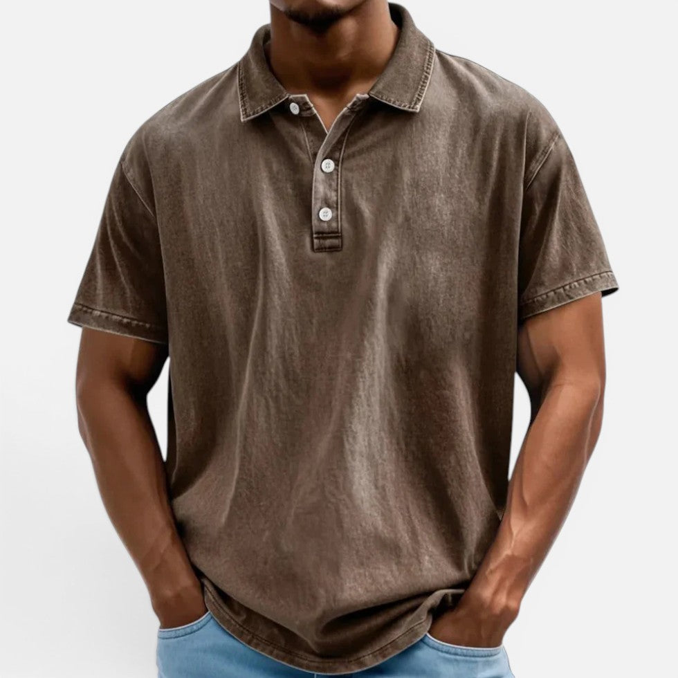 Poloshirt Kurzarm Baumwolloptik Umlegekragen Knopfleiste