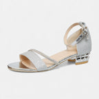 Women's sandals with shiny detail and ankle strap