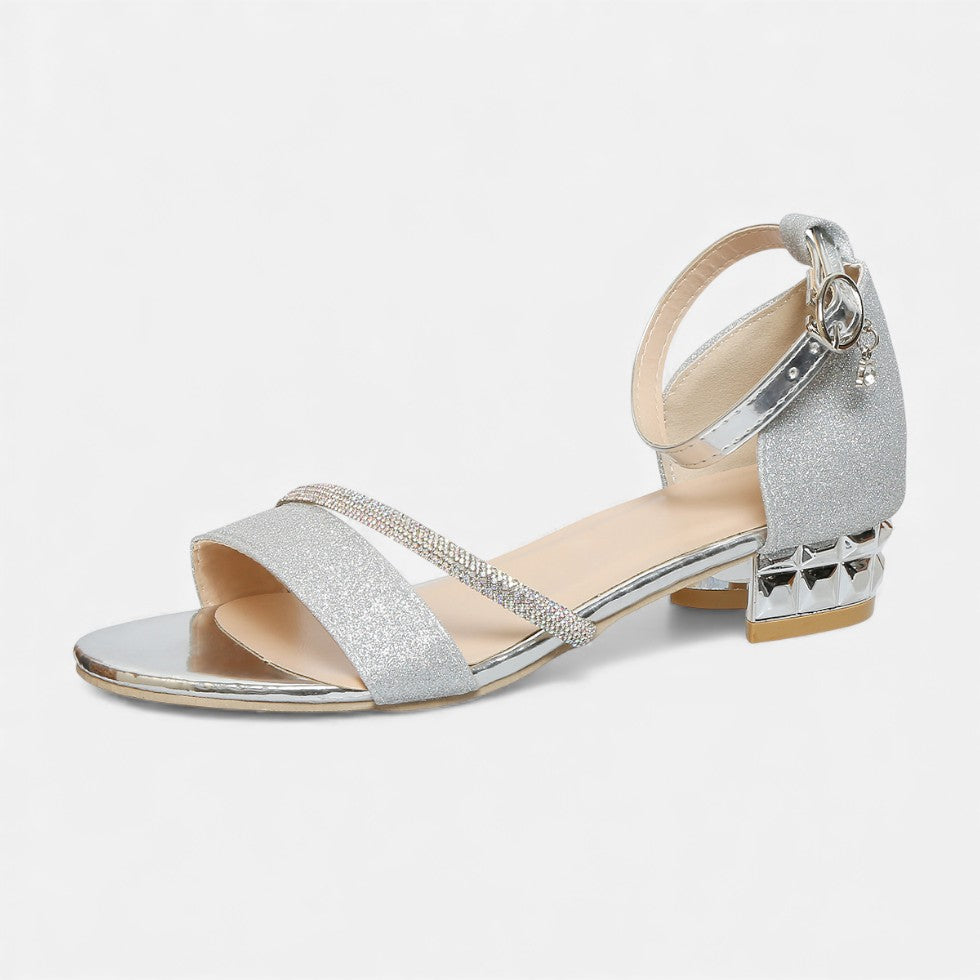 Women's sandals with shiny detail and ankle strap