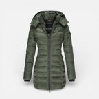 Damen Steppmantel mit Kapuze und Reissverschluss