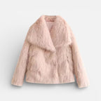 Damen Kunstfelljacke mit kurzem Schnitt und breitem Kragen