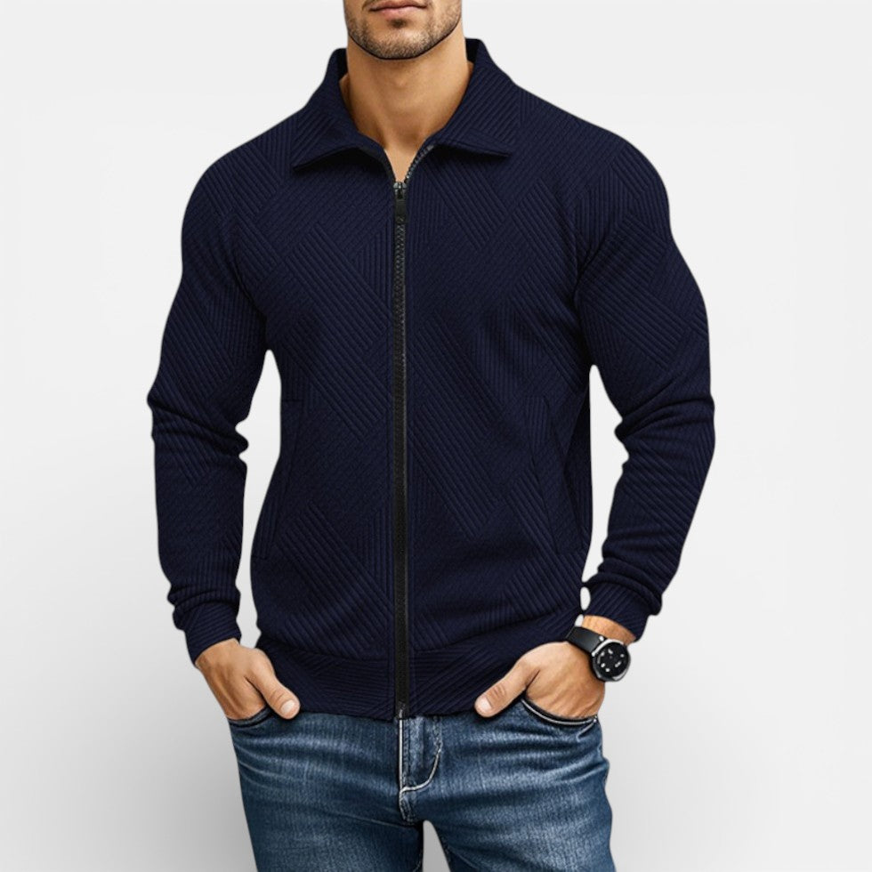 Herren Strickjacke mit Reißverschluss und Strukturmuster