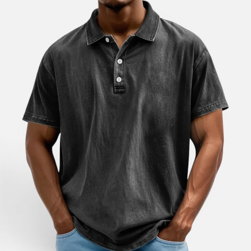 Poloshirt Kurzarm Baumwolloptik Umlegekragen Knopfleiste