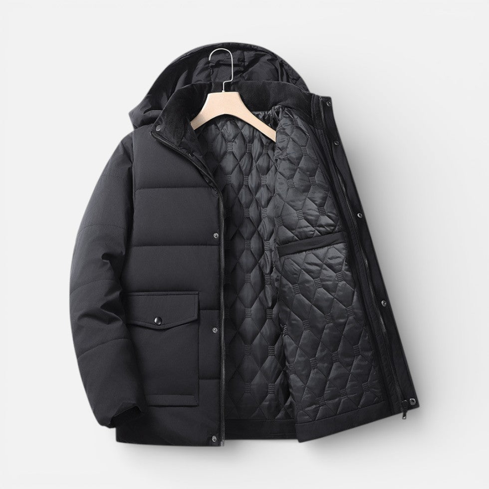 Herren Winterjacke mit Kapuze und warmem Innenfutter