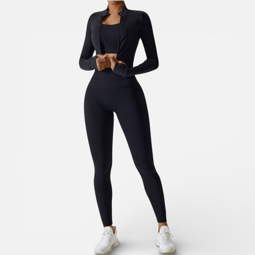 Women's Sports Leggings Set with Long-Sleeve Top