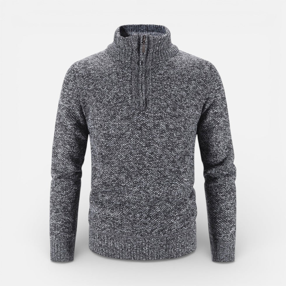 Herren Strickpullover mit Stehkragen und Reissverschluss