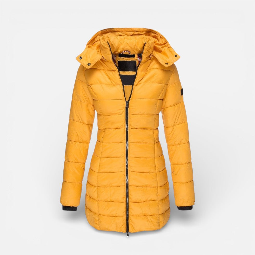 Damen Steppmantel mit Kapuze und Reissverschluss