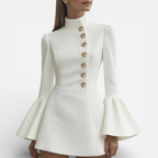 Elegantes Damen Kleid mit Stehkragen und Knopfleiste