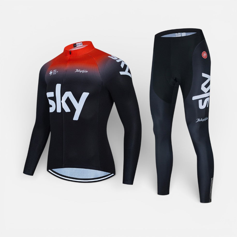 Herren Radsport Set mit langärmligem Trikot und Radhose