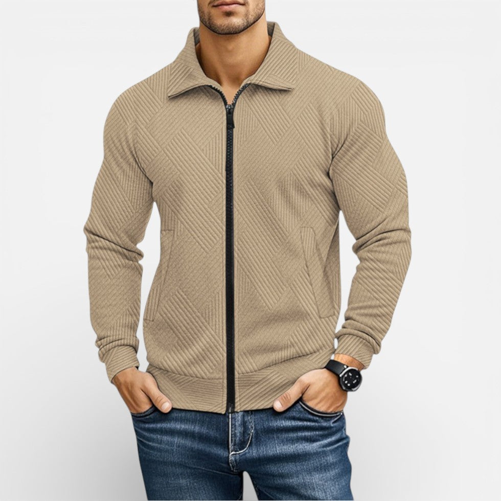 Herren Strickjacke mit Reißverschluss und Strukturmuster