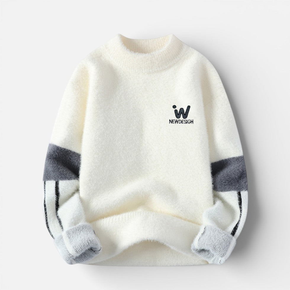 Herren Strickpullover aus Wollmischung mit Rundhalsausschnitt