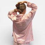 Women's pajama set with button placket and striped design