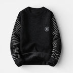 Herren Knitted Strickpullover mit gestreiften Ärmeln