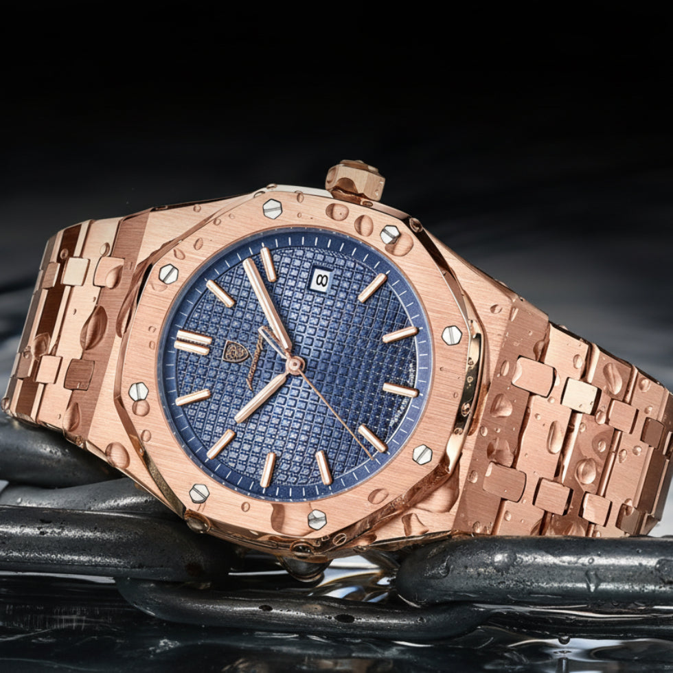 Herren Quarz Uhr aus Edelstahl mit Datumanzeige