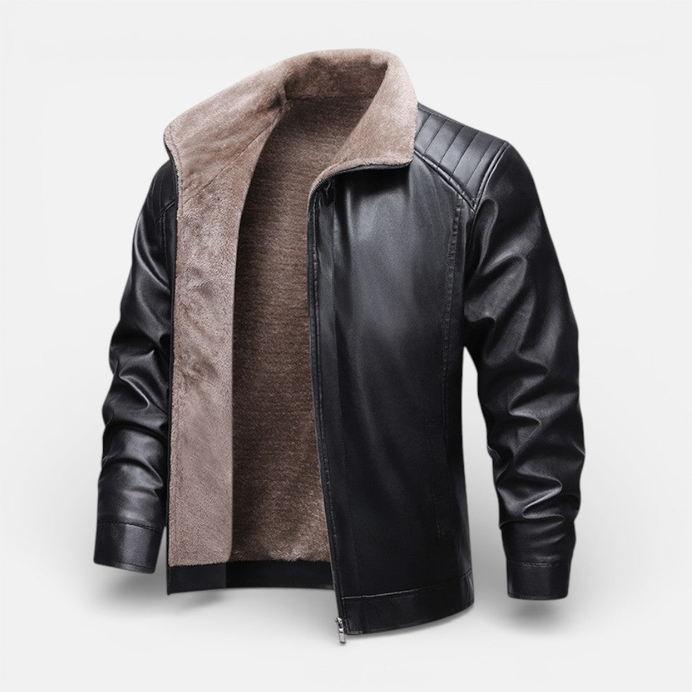 Herren Jacke in Lederoptik mit warmem Innenfutter