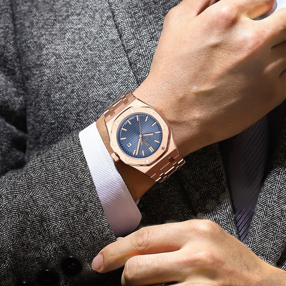 Herren Quarz Uhr aus Edelstahl mit Datumanzeige