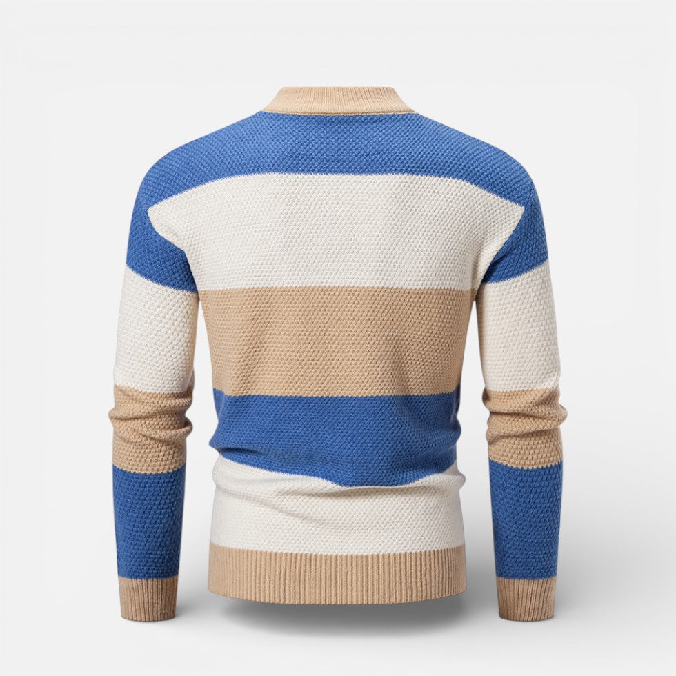 Herren Knitted Strickpullover mit Zopfmuster und Streifenmuster