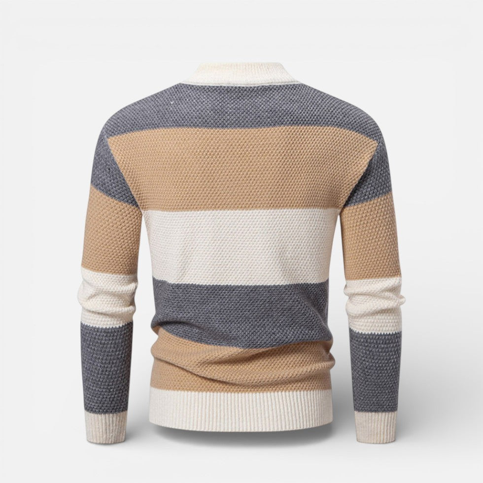 Herren Knitted Strickpullover mit Zopfmuster und Streifenmuster