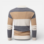 Herren Knitted Strickpullover mit Zopfmuster und Streifenmuster
