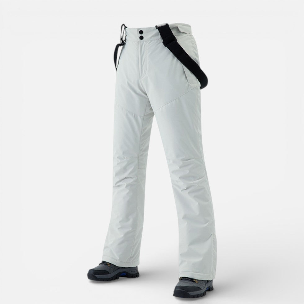 Women's ski pants with suspenders for winter sports and outdoor activities