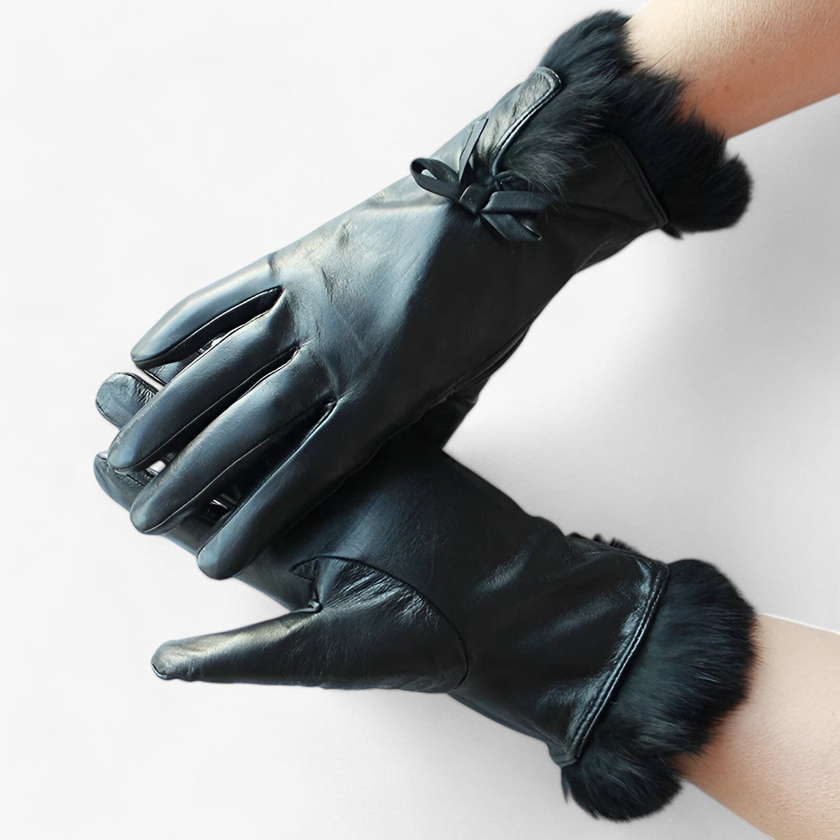Damen Lederhandschuhe aus Schafsleder mit Plüschbündchen – Gefütterte Winterhandschuhe, Herbst Winter