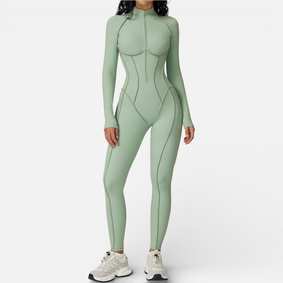 Women's Sport Jumpsuit with Long Sleeves and Zipper