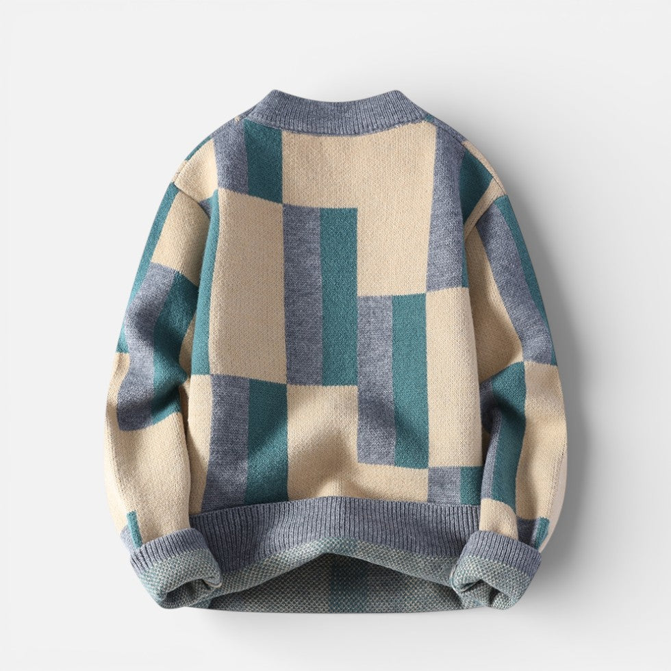 Herren Knitted Strickpullover mit geometrischem Muster