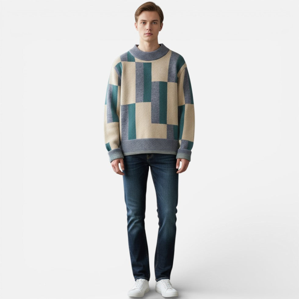 Herren Knitted Strickpullover mit geometrischem Muster