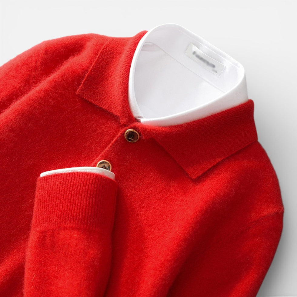 Kaschmir Herren Strickpullover mit Polokragen