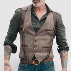 Herren Weste mit Knopfleiste und Hosenträgern