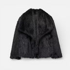 Damen Kunstfelljacke mit breitem Kragen