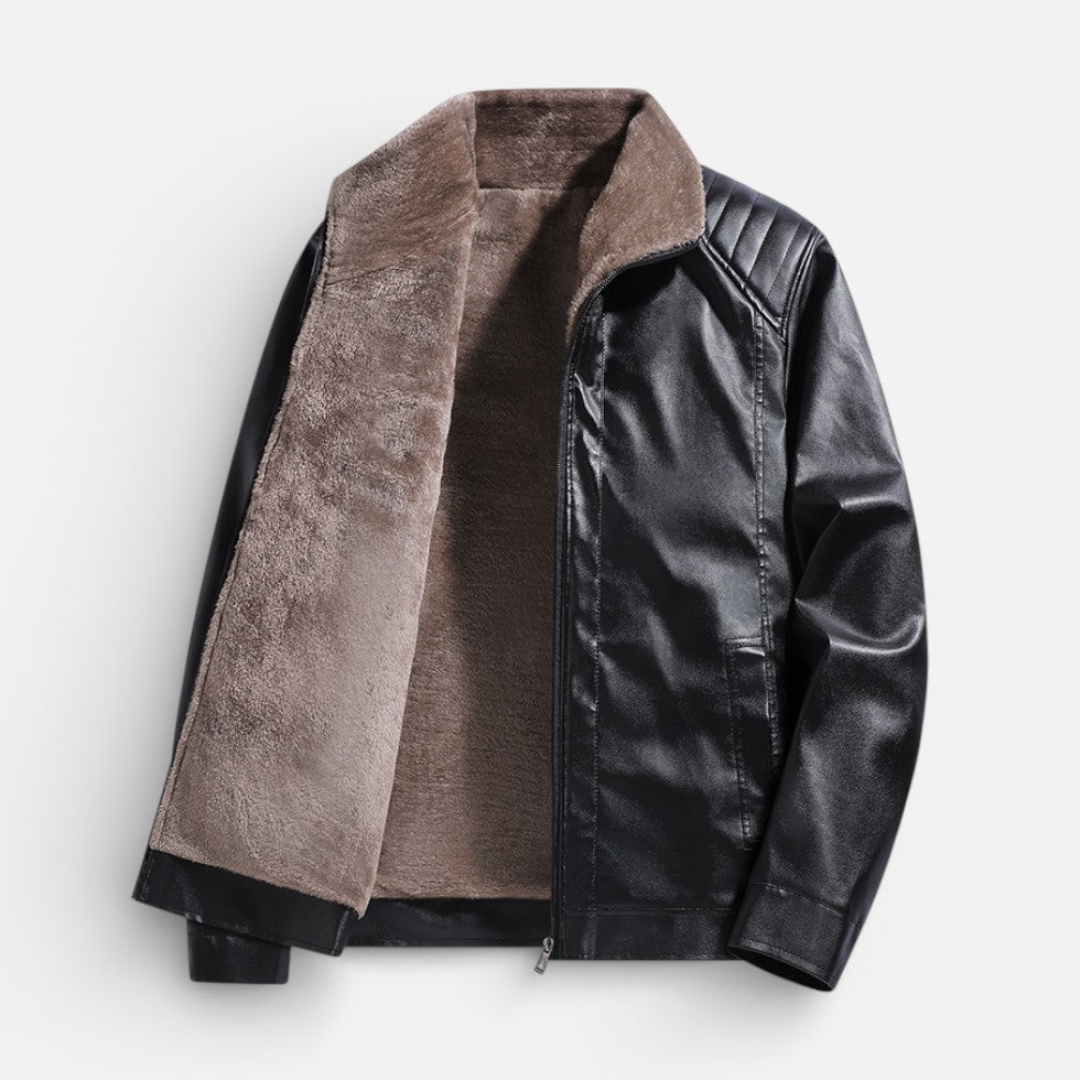 Herren Jacke in Lederoptik mit warmem Innenfutter
