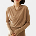 Damen Wickelpullover aus weichem Strick