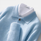 Cashmere Men's Knit Sweater with Polo Collar