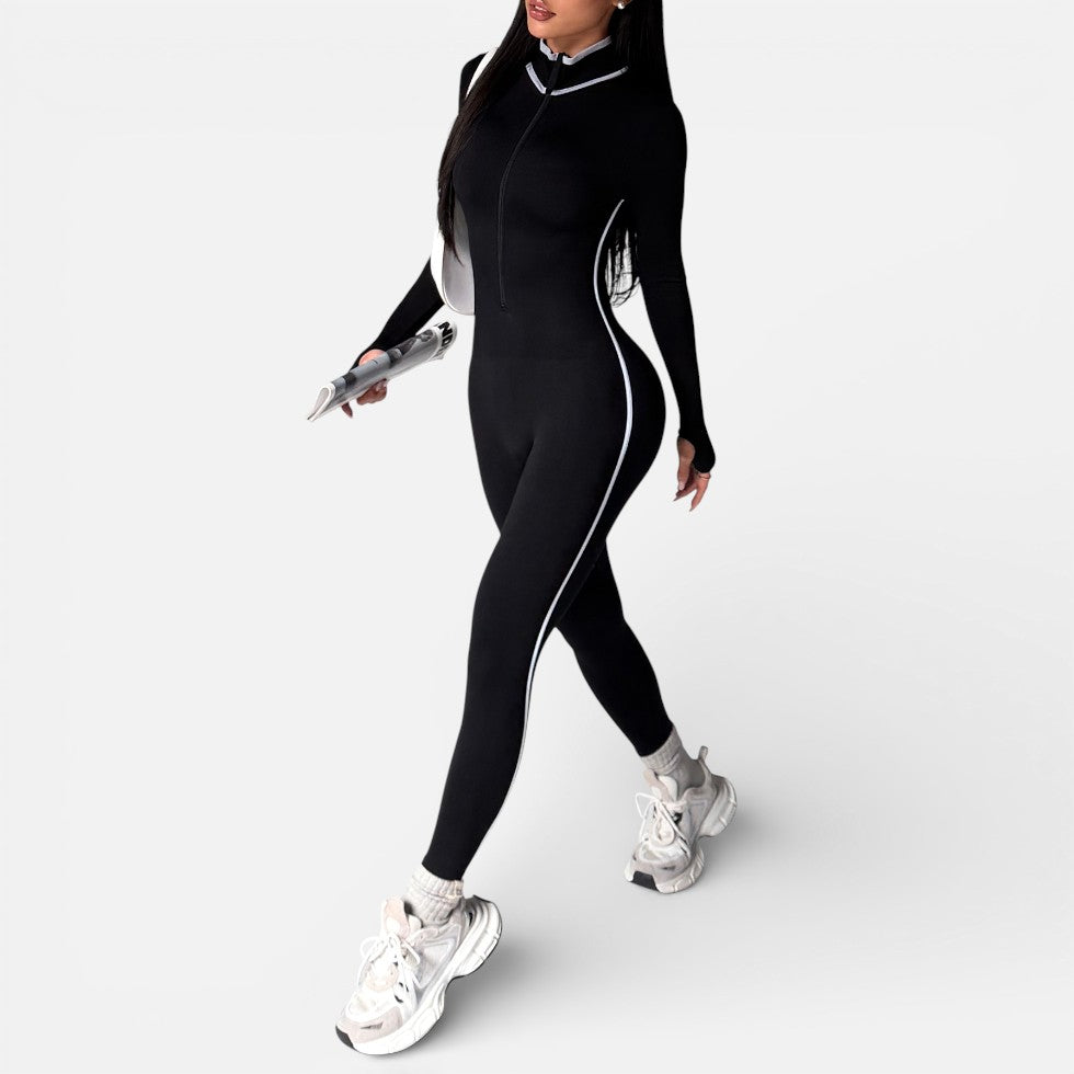 Women's Sports One-Piece with Zipper and Long Sleeves