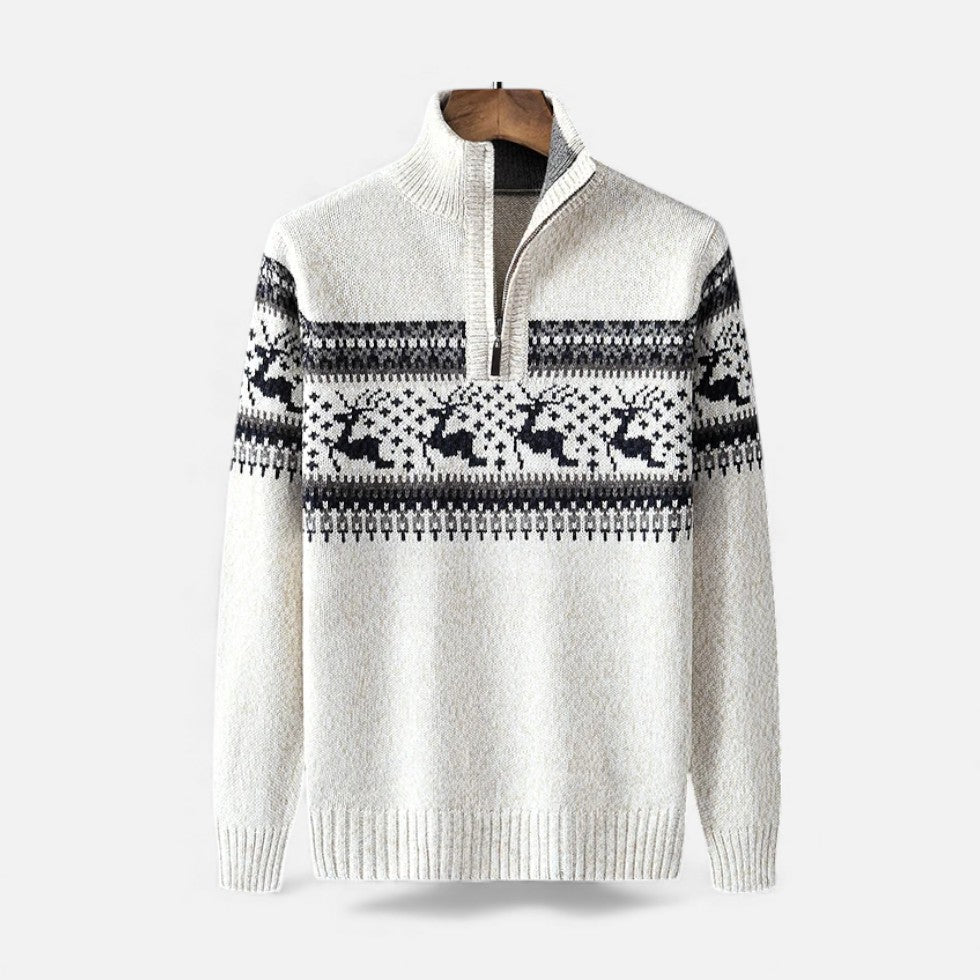 Men's Christmas sweater with reindeer pattern