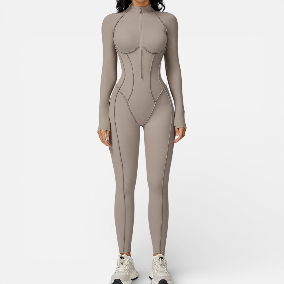 Women's Sport Jumpsuit with Long Sleeves and Zipper