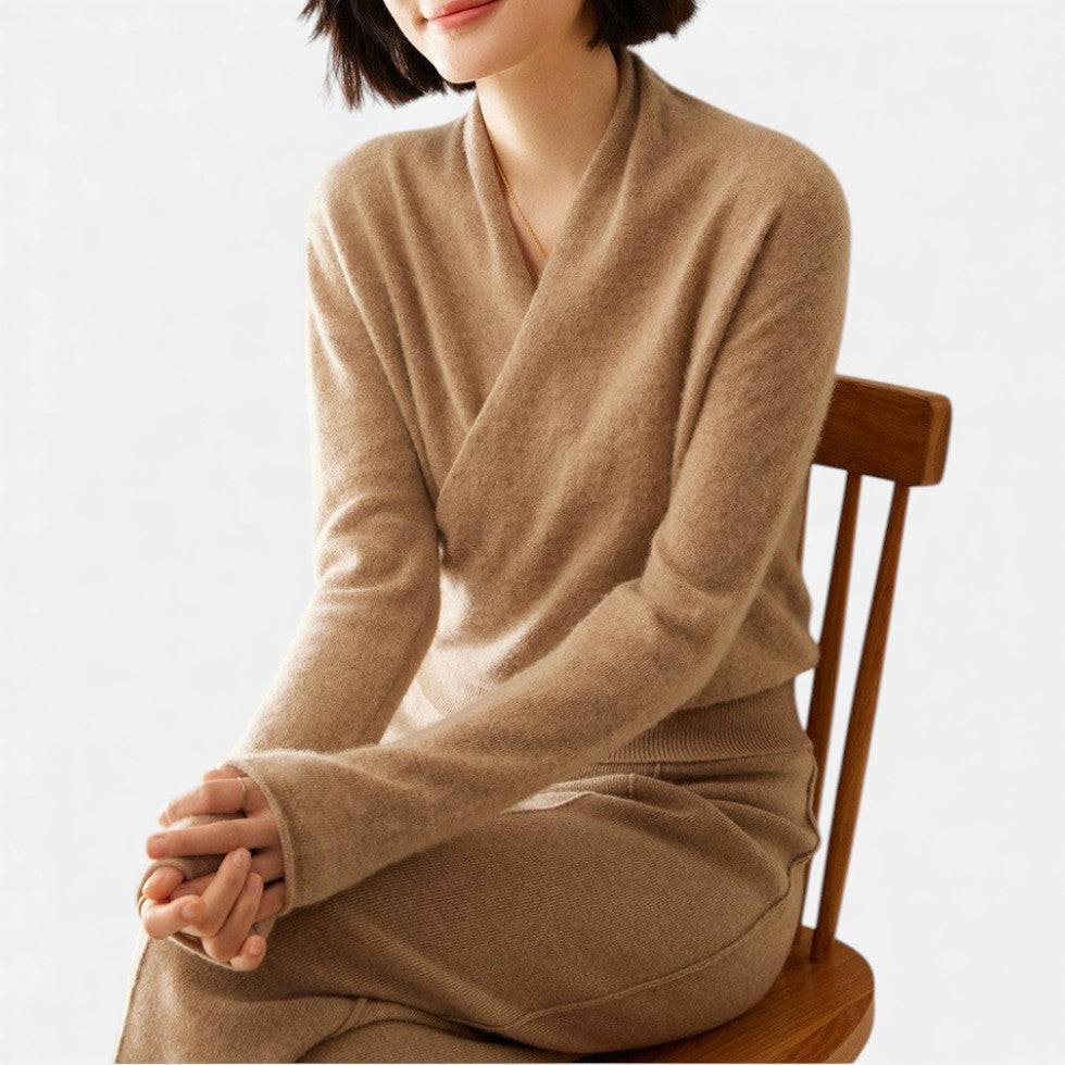 Damen Wickelpullover aus weichem Strick